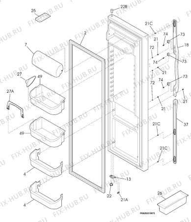 Взрыв-схема холодильника Frigidaire GLSZ25V8CB0 - Схема узла Refrigerator door